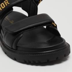 مملوكة مسبقًا Dior Black Leather DiorAct Sandals Size 39.5