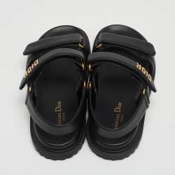 مملوكة مسبقًا Dior Black Leather DiorAct Sandals Size 39.5