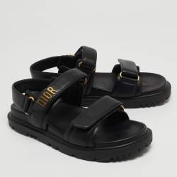 مملوكة مسبقًا Dior Black Leather DiorAct Sandals Size 39.5