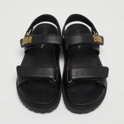 مملوكة مسبقًا Dior Black Leather DiorAct Sandals Size 39.5
