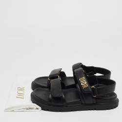 مملوكة مسبقًا Dior Black Leather DiorAct Sandals Size 39.5