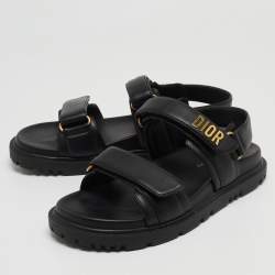 مملوكة مسبقًا Dior Black Leather DiorAct Sandals Size 39.5
