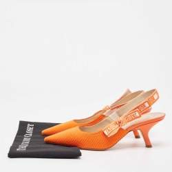 Pre Owned Dior Orange Canvas Jadior Slingback Pumps Size 40
