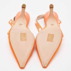 Pre Owned Dior Orange Canvas Jadior Slingback Pumps Size 40