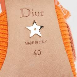 Pre Owned Dior Orange Canvas Jadior Slingback Pumps Size 40