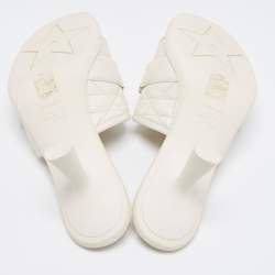 Dior Off White Quilted Leather Diorevolution Slide Sandals Size 39.5