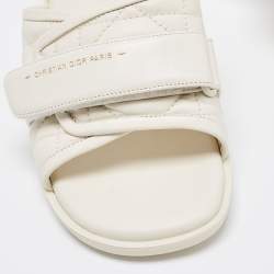 Dior Off White Quilted Leather Diorevolution Slide Sandals Size 39.5