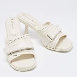 Dior Off White Quilted Leather Diorevolution Slide Sandals Size 39.5