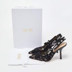 Dior Black Floral Lace J'Adior Pointed Toe Slingback Pumps Size 39