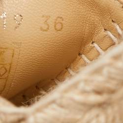 Dior Beige Embroidered Canvas Granville Espadrille Ankle Tie Sandals Size 36