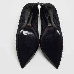 Pre Owned Dior Two Tone Flower Textured Velvet and Satin Pointed Toe Pumps Size 39