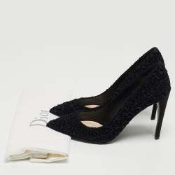 Pre Owned Dior Two Tone Flower Textured Velvet and Satin Pointed Toe Pumps Size 39