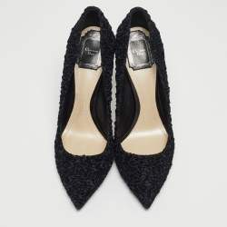 Pre Owned Dior Two Tone Flower Textured Velvet and Satin Pointed Toe Pumps Size 39