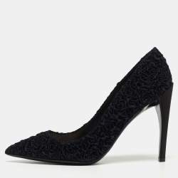 Pre Owned Dior Two Tone Flower Textured Velvet and Satin Pointed Toe Pumps Size 39