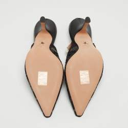 Pre Owned Dior Black Mesh and Lace Slingback Pumps Size 40