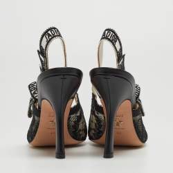 Pre Owned Dior Black Mesh and Lace Slingback Pumps Size 40