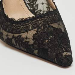 Pre Owned Dior Black Mesh and Lace Slingback Pumps Size 40