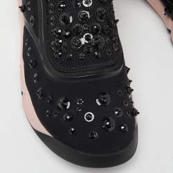 Dior Black Embellished Fabric and Mesh Fusion Sneakers Size 40
