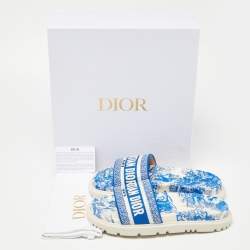 Dior Blue/White Embroidered Canvas Toile De Jouy Dway Size 38
