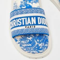 Dior Blue/White Embroidered Canvas Toile De Jouy Dway Size 38