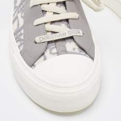 Dior Grey/White Knit Fabric And Leather Walk'n'Dior High-Top Sneakers Size 36.5
