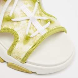 مملوكة مسبقًا Dior Green/White Neoprene and PVC D-Connect Sandals Size 36.5