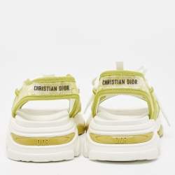 مملوكة مسبقًا Dior Green/White Neoprene and PVC D-Connect Sandals Size 36.5
