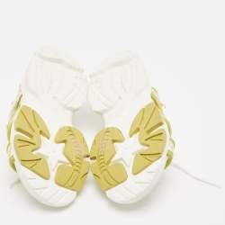 مملوكة مسبقًا Dior Green/White Neoprene and PVC D-Connect Sandals Size 36.5