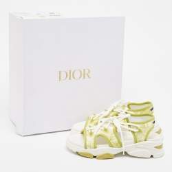 مملوكة مسبقًا Dior Green/White Neoprene and PVC D-Connect Sandals Size 36.5