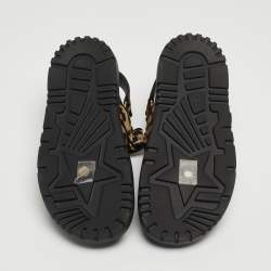 Dior Black/Brown Animal Print Fabric DiorAct Sandals Size 36