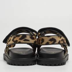 Dior Black/Brown Animal Print Fabric DiorAct Sandals Size 36