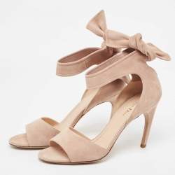 Dior Beige Suede La Belle Open Toe Ankle Wrap Sandals Size 40.5