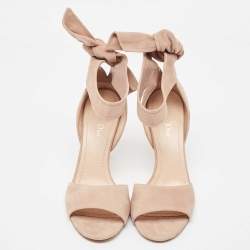 Dior Beige Suede La Belle Open Toe Ankle Wrap Sandals Size 40.5