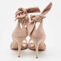 Dior Beige Suede La Belle Open Toe Ankle Wrap Sandals Size 40.5