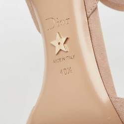 Dior Beige Suede La Belle Open Toe Ankle Wrap Sandals Size 40.5