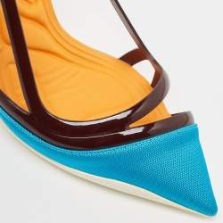 Dior Blue Mesh and Patent Curve Heel Pumps Size 40.5