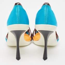 Dior Blue Mesh and Patent Curve Heel Pumps Size 40.5