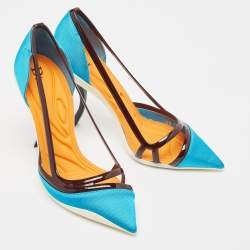 Dior Blue Mesh and Patent Curve Heel Pumps Size 40.5