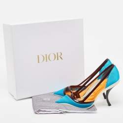 Dior Blue Mesh and Patent Curve Heel Pumps Size 40.5