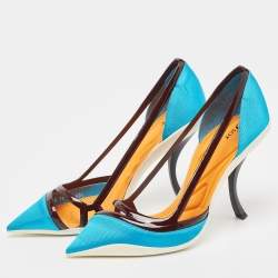 Dior Blue Mesh and Patent Curve Heel Pumps Size 40.5