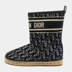 Dior Navy Blue Velvet and Canvas Granville Snow Boots Size 37