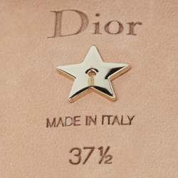 Dior Black Canvas J'adior Pointed Toe Ankle Wrap Flats Size 37.5
