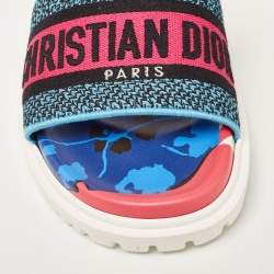 Pre Owned Dior Multicolor Canvas Dway Flat Slides Size 36.5