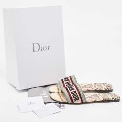 Dior Multicolor Canvas Dway Flat Slides Size 39 