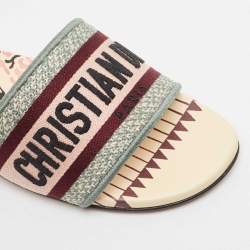 Dior Multicolor Canvas Dway Flat Slides Size 39 