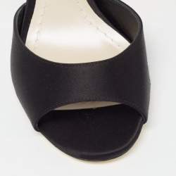 Pre Owned Dior Black/Beige Satin and Patent Leather Studded Ankle Strap Sandals Size 36