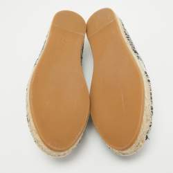Dior Navy Blue/White Embroidered Canvas Granville Espadrille Flats Size 38
