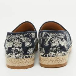 Dior Navy Blue/White Embroidered Canvas Granville Espadrille Flats Size 38