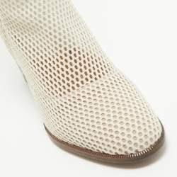 Dior Cream Mesh and Leather Knee Length Boots Size 39