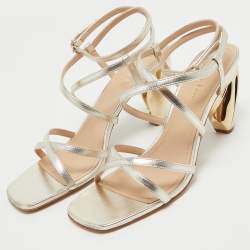 Pre Owned Dior Pale Gold Leather Rhodes Sandals Size 38.5